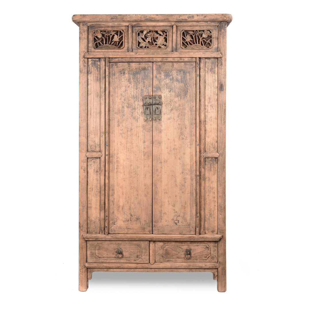 Antique Natural Elm Chinese Provincial Cabinet From Gansu - 19thC | Indigo Antiques