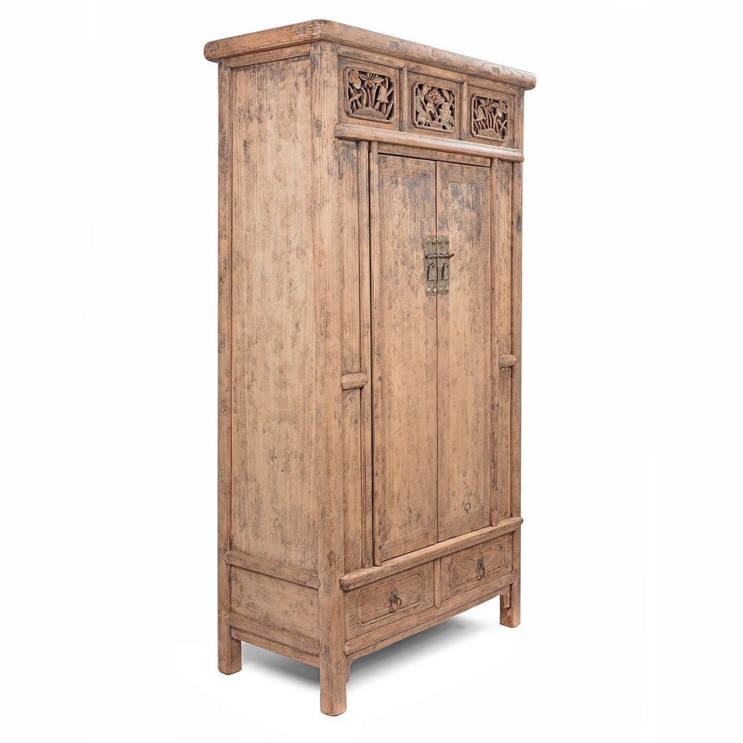 Side detail from an Antique Natural Elm Chinese Provincial Cabinet From Gansu - 19thC | Indigo Antiques