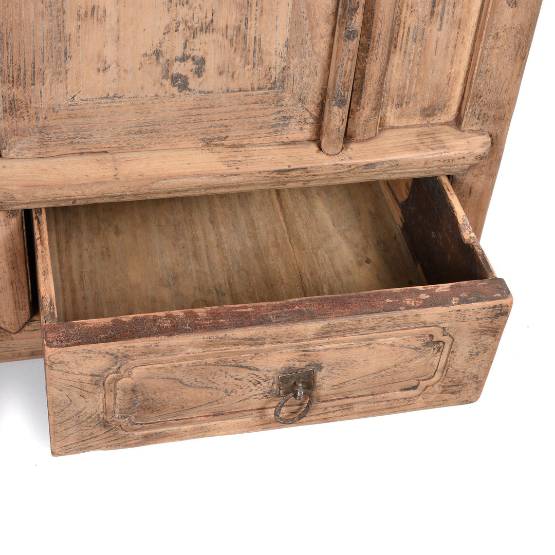 Drawer detail from an Antique Natural Elm Chinese Provincial Cabinet From Gansu - 19thC | Indigo Antiques