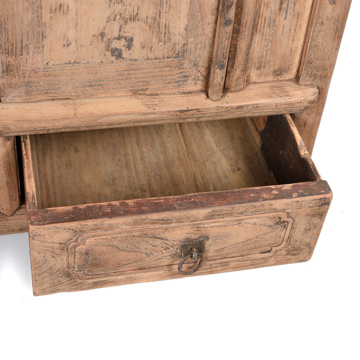 Drawer detail from an Antique Natural Elm Chinese Provincial Cabinet From Gansu - 19thC | Indigo Antiques