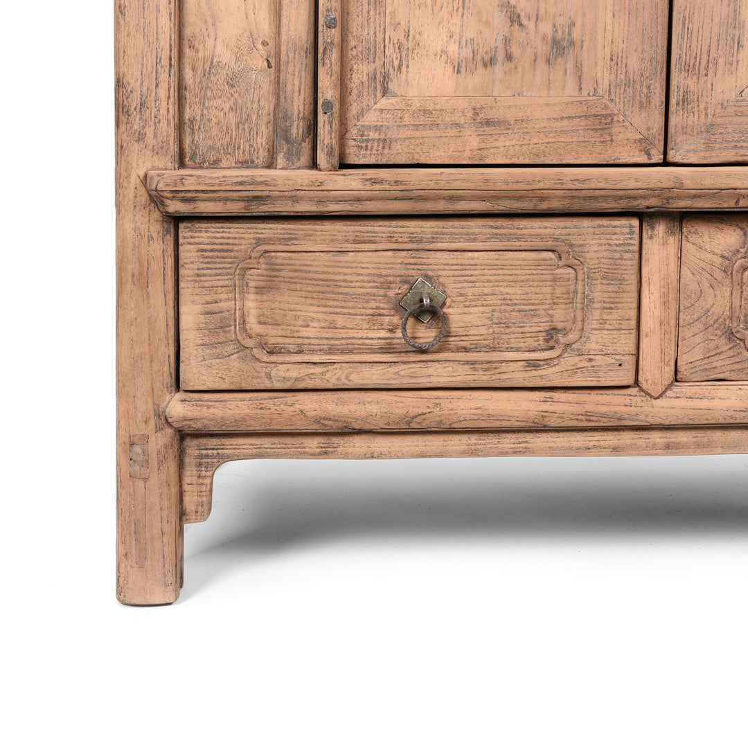 Drawer Detail from an Antique Natural Elm Chinese Provincial Cabinet From Gansu - 19thC | Indigo Antiques