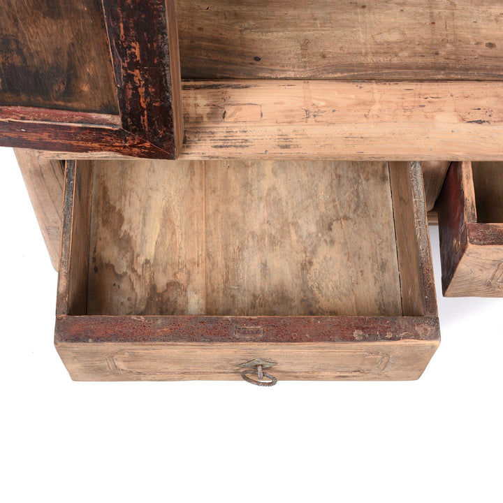 Drawer detail from an Antique Natural Elm Chinese Provincial Cabinet From Gansu - 19thC | Indigo Antiques