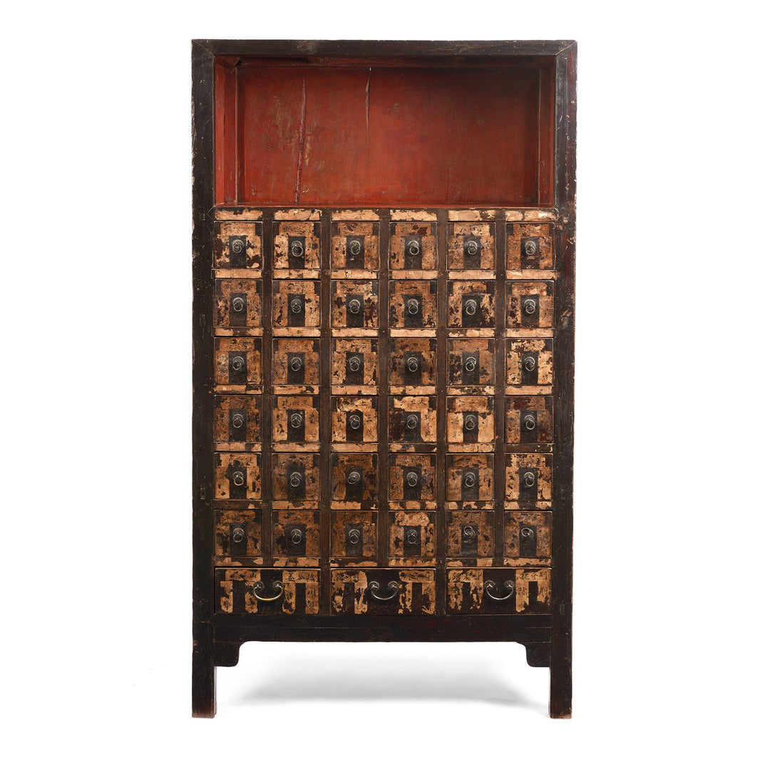 Antique Chinese Black & Red Lacquer Apothecary Chest From Shanxi - 19thC | Indigo Antiques