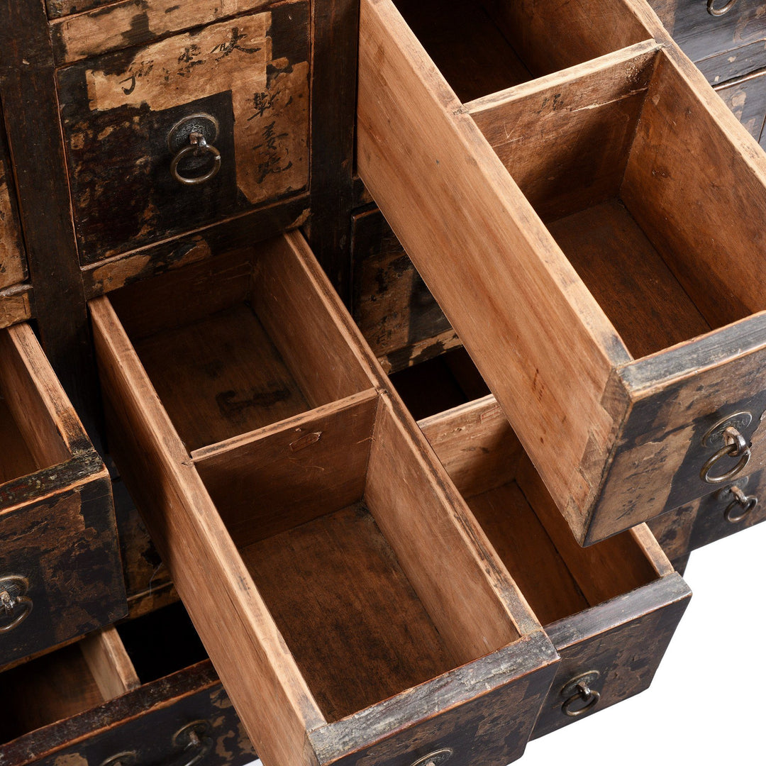 Antique Chinese Black & Red Lacquer Apothecary Chest From Shanxi - 19thC | Indigo Antiques