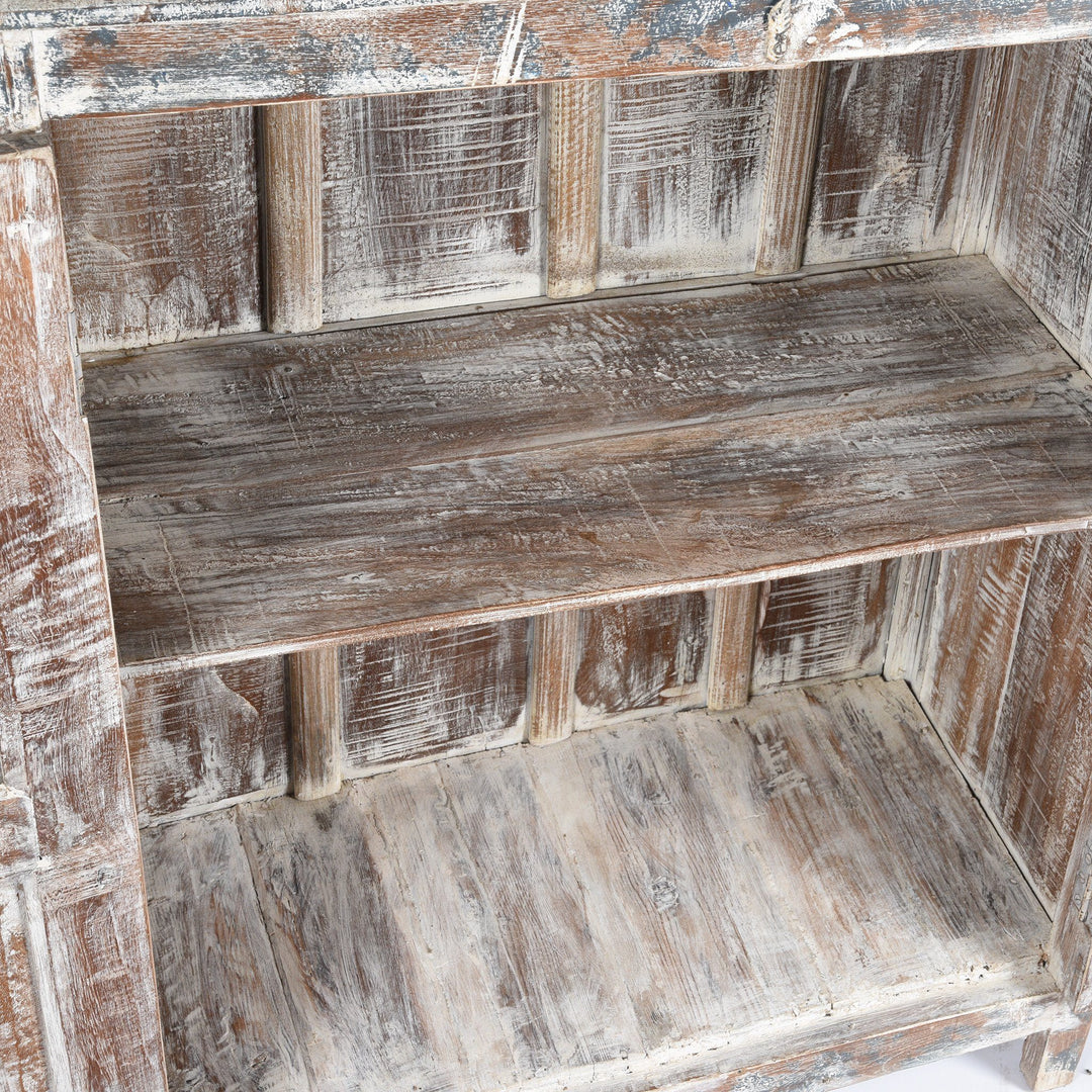 Inside Detail Of Old Painted Teak Cabinet - Ca 1920 | Indigo Antiques
