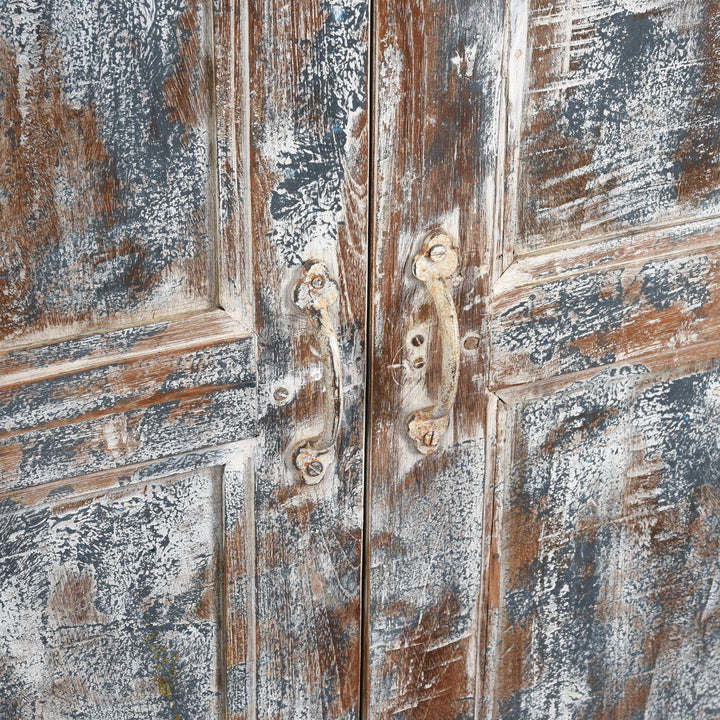 Handle Detail Of Old Painted Teak Cabinet - Ca 1920 | Indigo Antiques