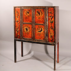 Painted Tibetan Yangam Cabinet On Stand Painted Tibetan Yangam Cabinet On Stand