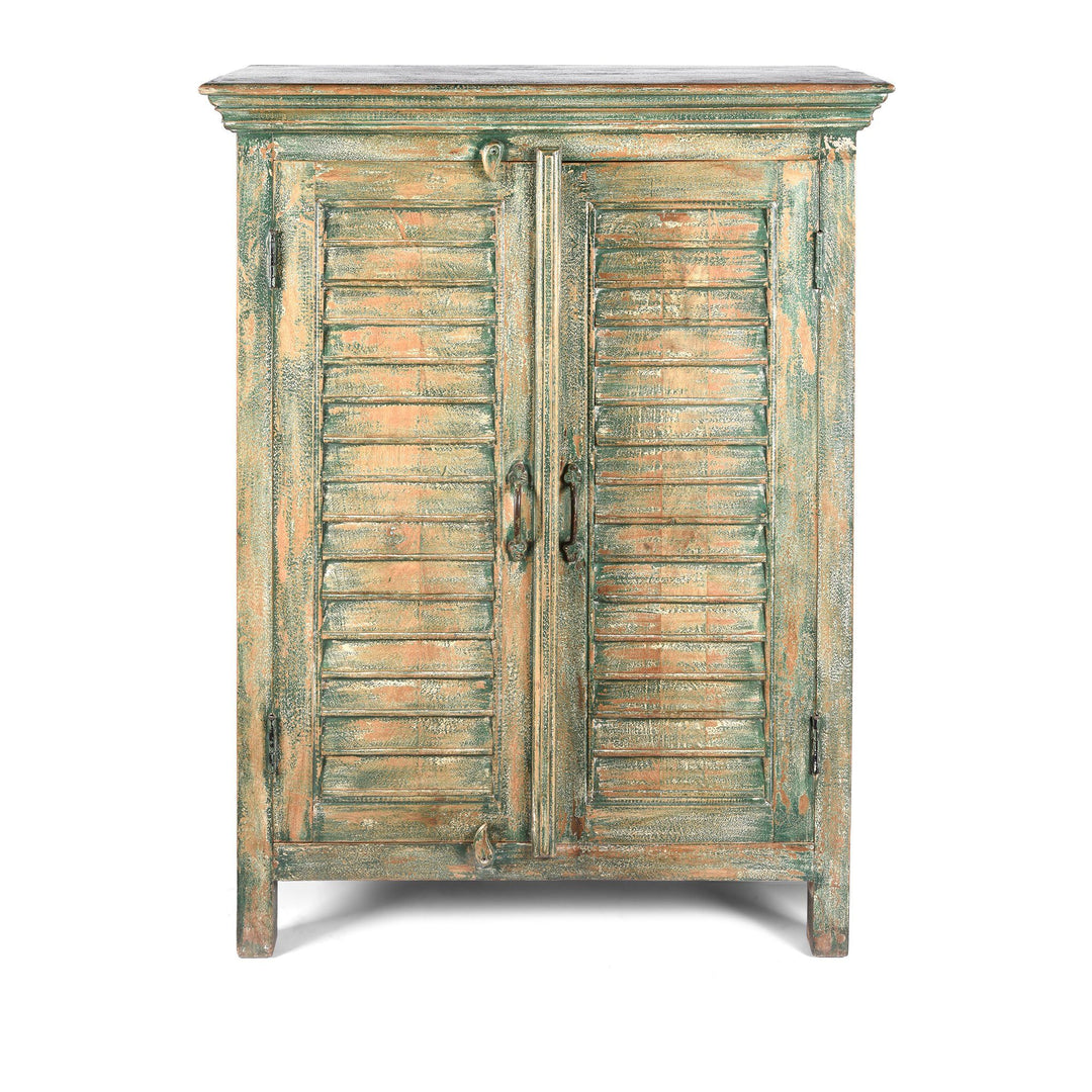 Painted Louvre Cabinet Made From Reclaimed Teak | Indigo Antiques