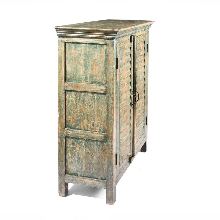 Painted Louvre Cabinet Made From Reclaimed Teak | Indigo Antiques