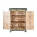 Painted Louvre Cabinet Made From Reclaimed Teak
