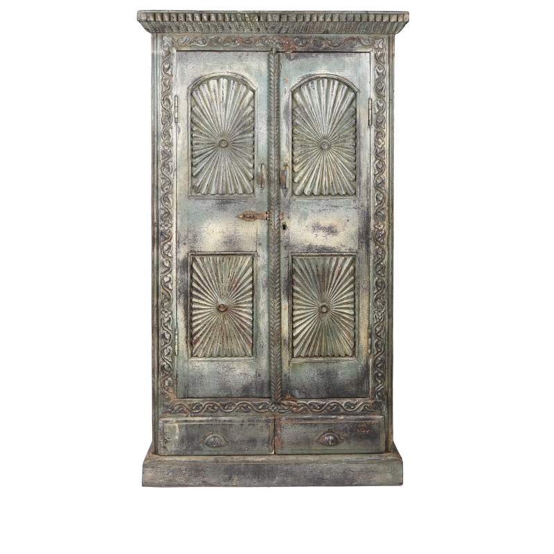 Painted Almirah Indian Cabinet From Gujarat - 19thC Painted Almirah Indian Cabinet From Gujarat - 19thC