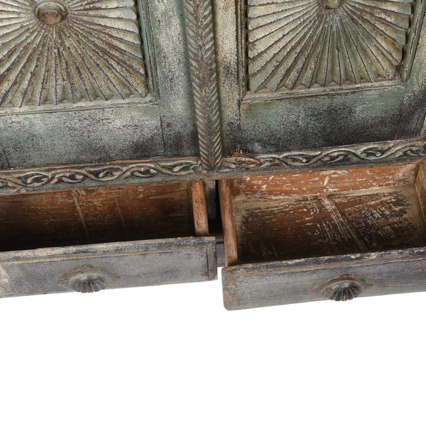 Painted Teak Almirah Cabinet From Gujarat - 19thC
