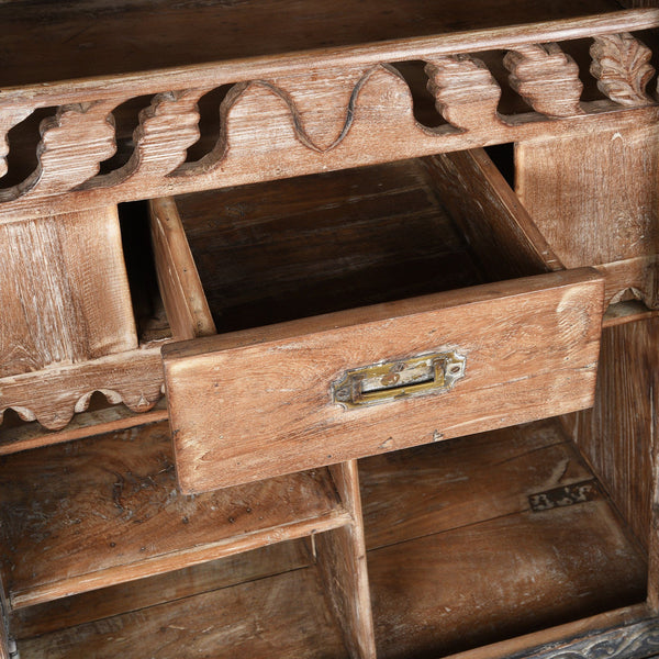 Painted Teak Almirah Cabinet From Gujarat - 19thC