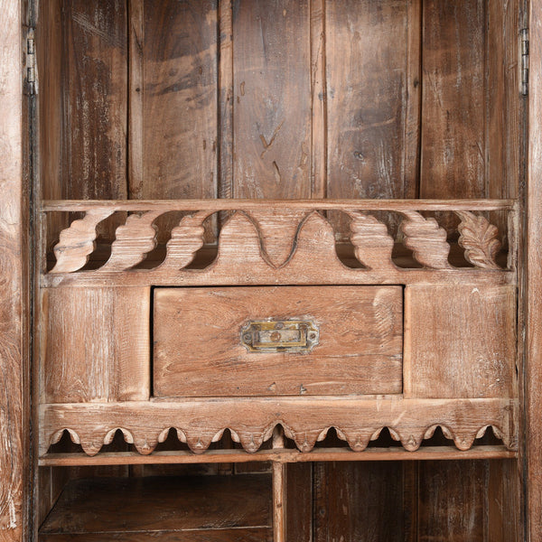 Painted Teak Almirah Cabinet From Gujarat - 19thC