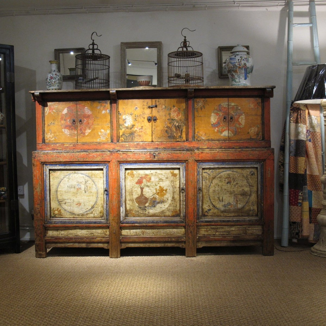 Painted Tibetan Cabinet from 19th century Qinghai | Indigo Oriental Antiques