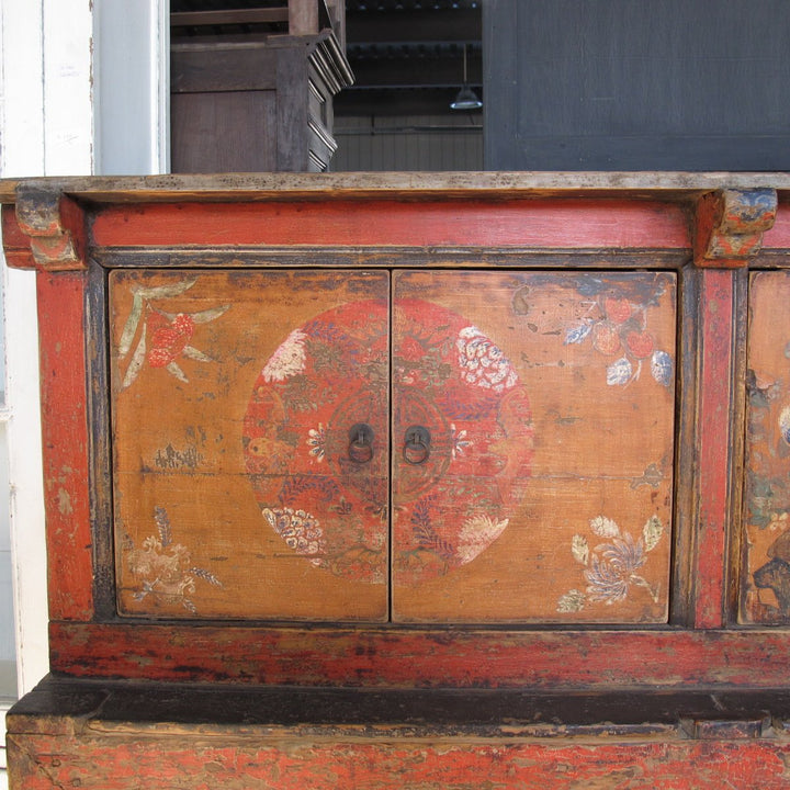 Painted Tibetan Cabinet from 19th century Qinghai | Indigo Oriental Antiques