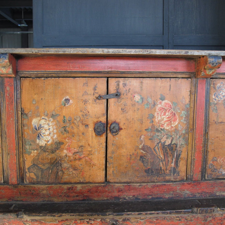 Painted Tibetan Cabinet from 19th century Qinghai | Indigo Oriental Antiques