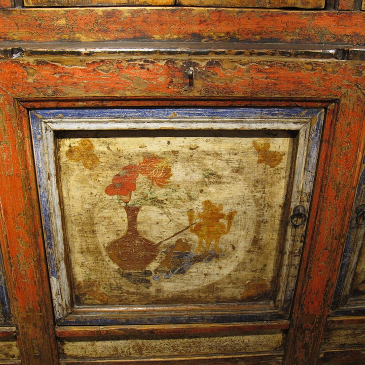Painted Tibetan Cabinet from 19th century Qinghai | Indigo Oriental Antiques