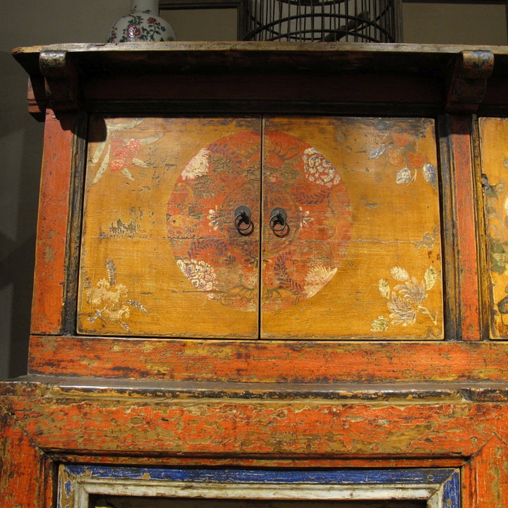 Painted Tibetan Cabinet from 19th century Qinghai | Indigo Oriental Antiques