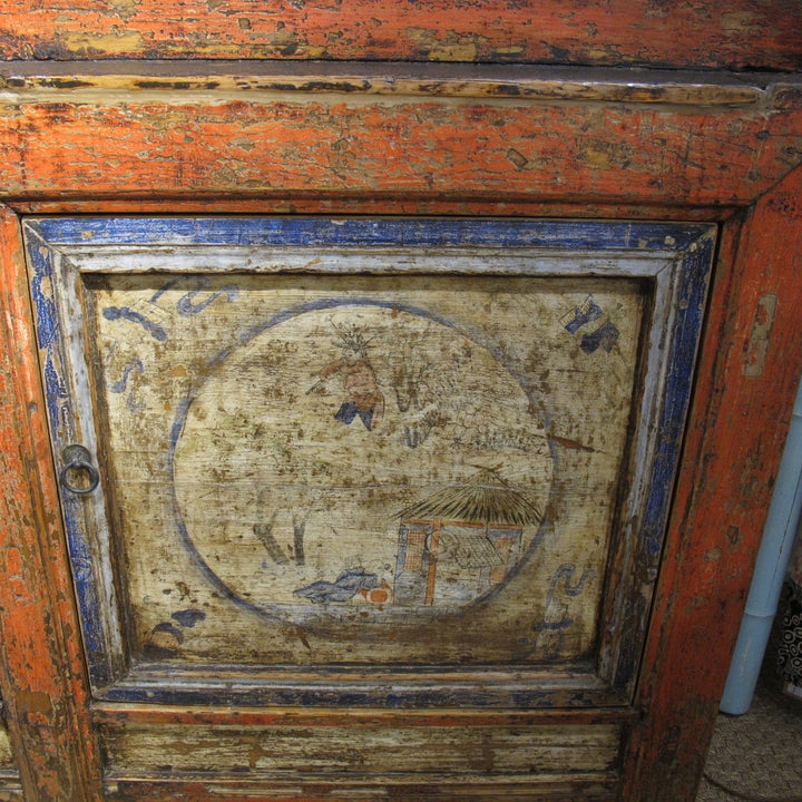 Painted Tibetan Cabinet from 19th century Qinghai | Indigo Oriental Antiques