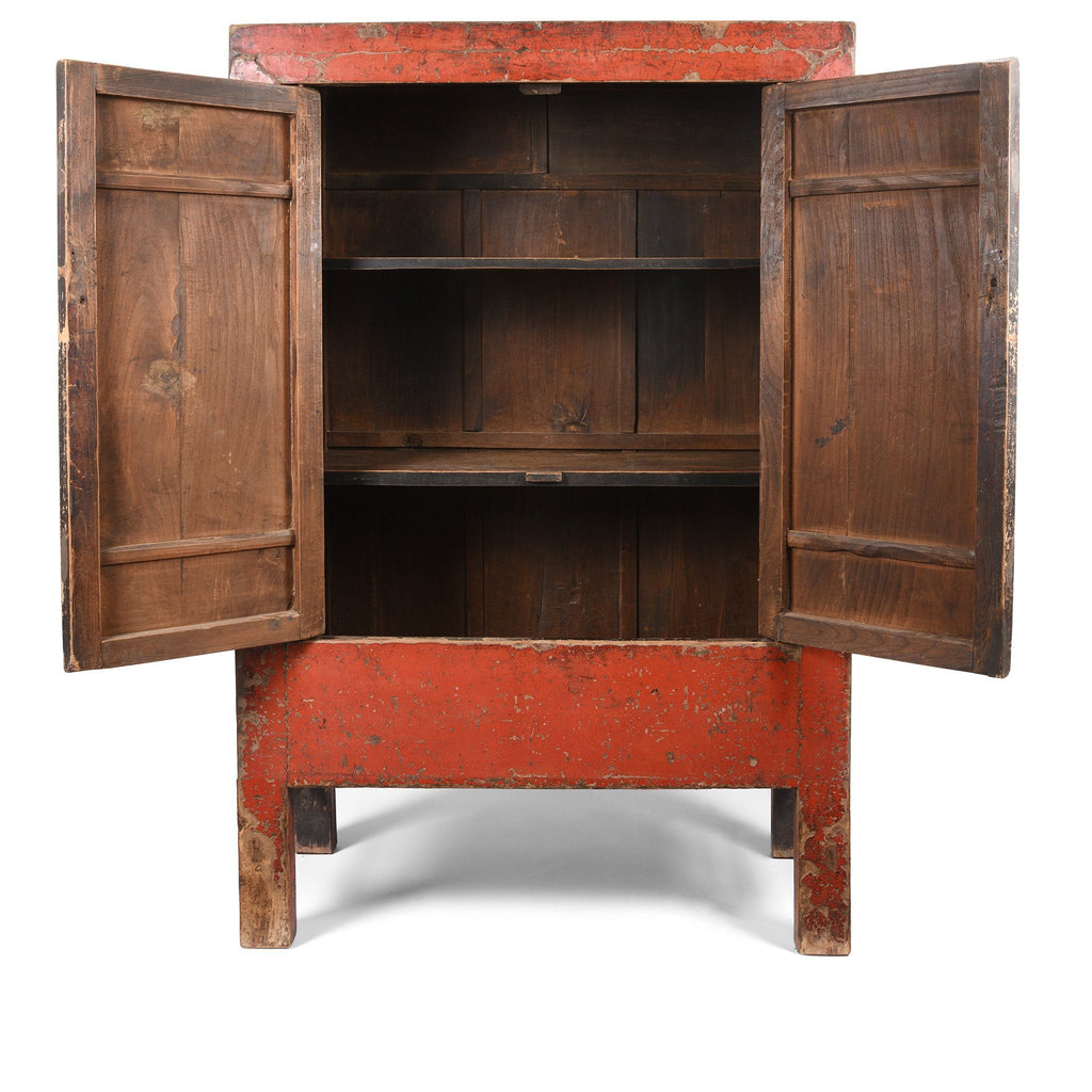Red Lacquer Chinese Wedding Cabinet from Shanxi - Early 19thC