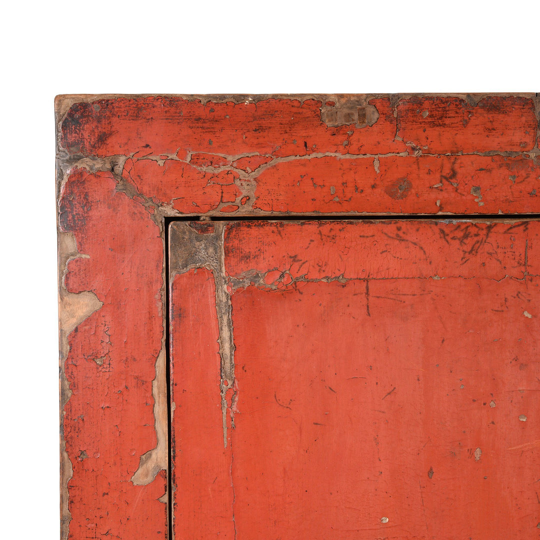 Lacquer Detail from an Antique Red Lacquer Chinese Wedding Cabinet from Shanxi - Early 19thC | Indigo Antiques
