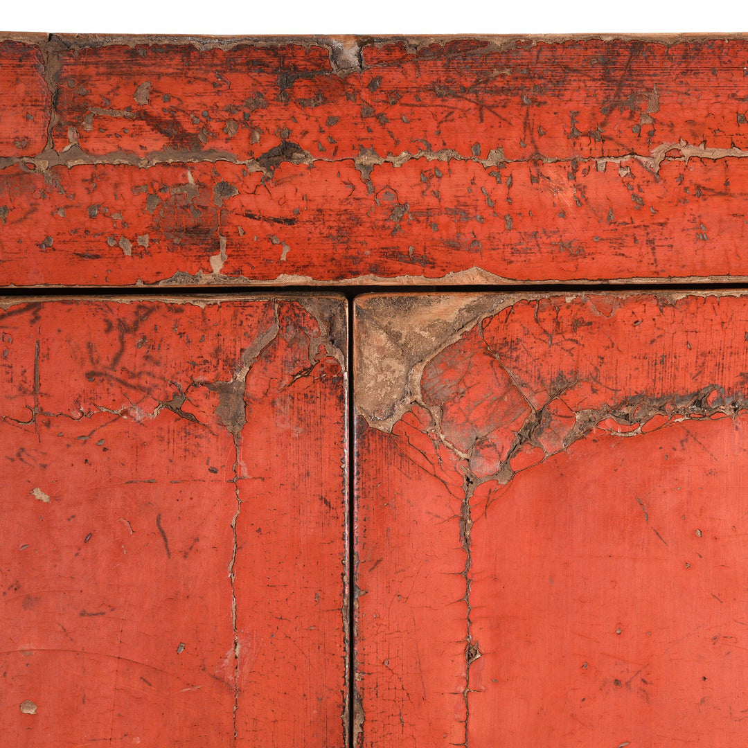 Lacquer Detail from an Antique Red Lacquer Chinese Wedding Cabinet from Shanxi - Early 19thC | Indigo Antiques