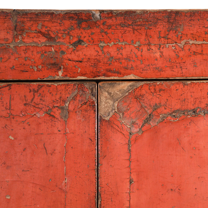 Lacquer Detail from an Antique Red Lacquer Chinese Wedding Cabinet from Shanxi - Early 19thC | Indigo Antiques