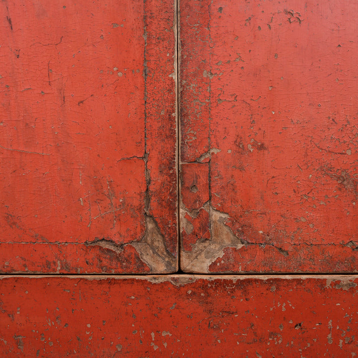 Lacquer Detail from an Antique Red Lacquer Chinese Wedding Cabinet from Shanxi - Early 19thC | Indigo Antiques