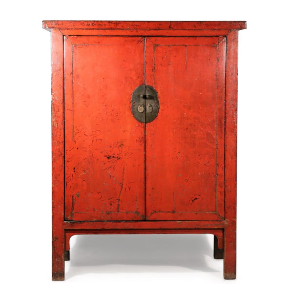 Red Lacquer Wedding Cabinet from China - 19thC