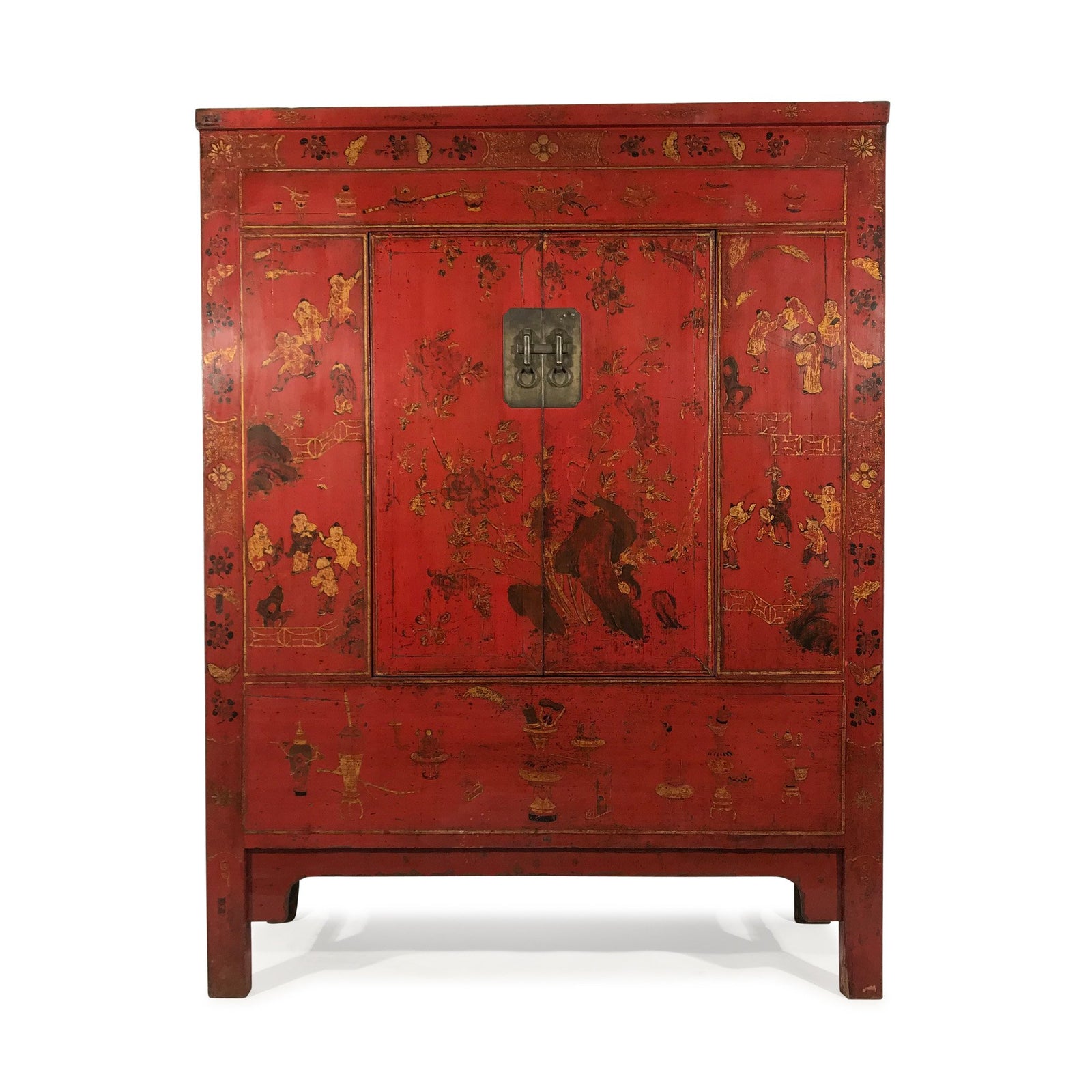 Red Lacquer Wedding Cabinet From Shanxi Province - 19thC - 136 x 53 x 176 (wxdxh cms) - C1394