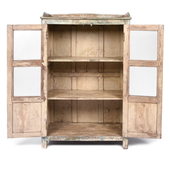 Vintage Blue Painted Indian Display Cabinet - Ca 1920 | Indigo Antiques