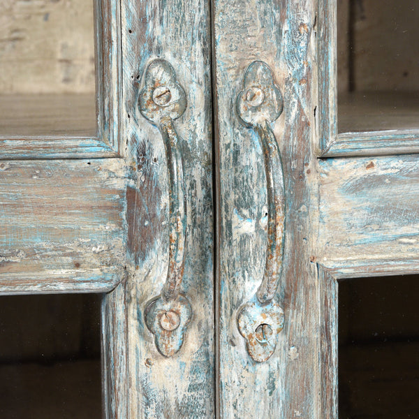 Vintage Blue Painted Display Cabinet - Ca 1920