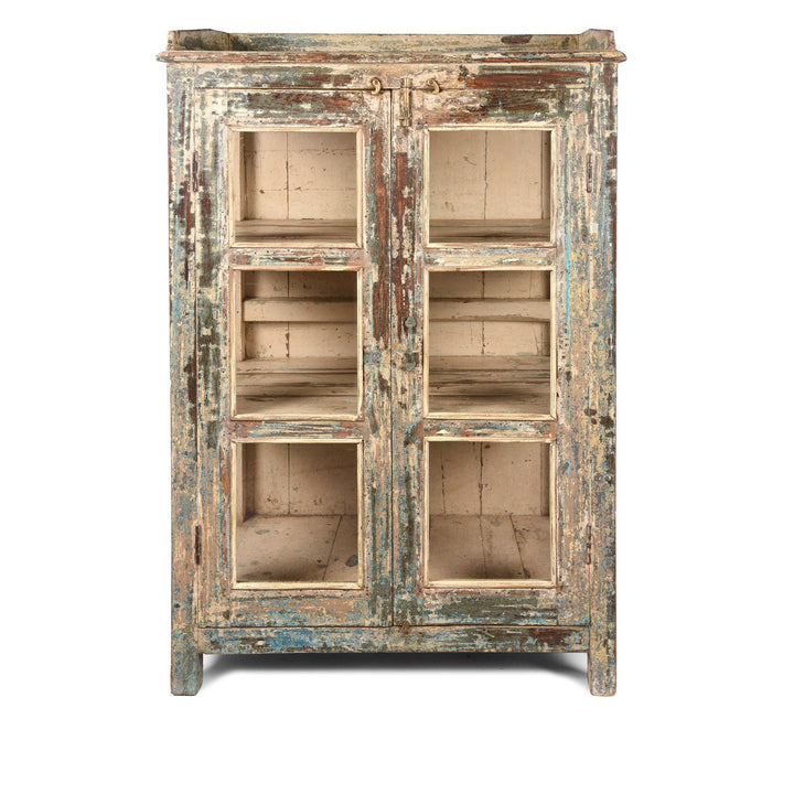 Vintage Indian Green Painted Bathroom Display Cabinet - Ca 1920 | Indigo Antiques