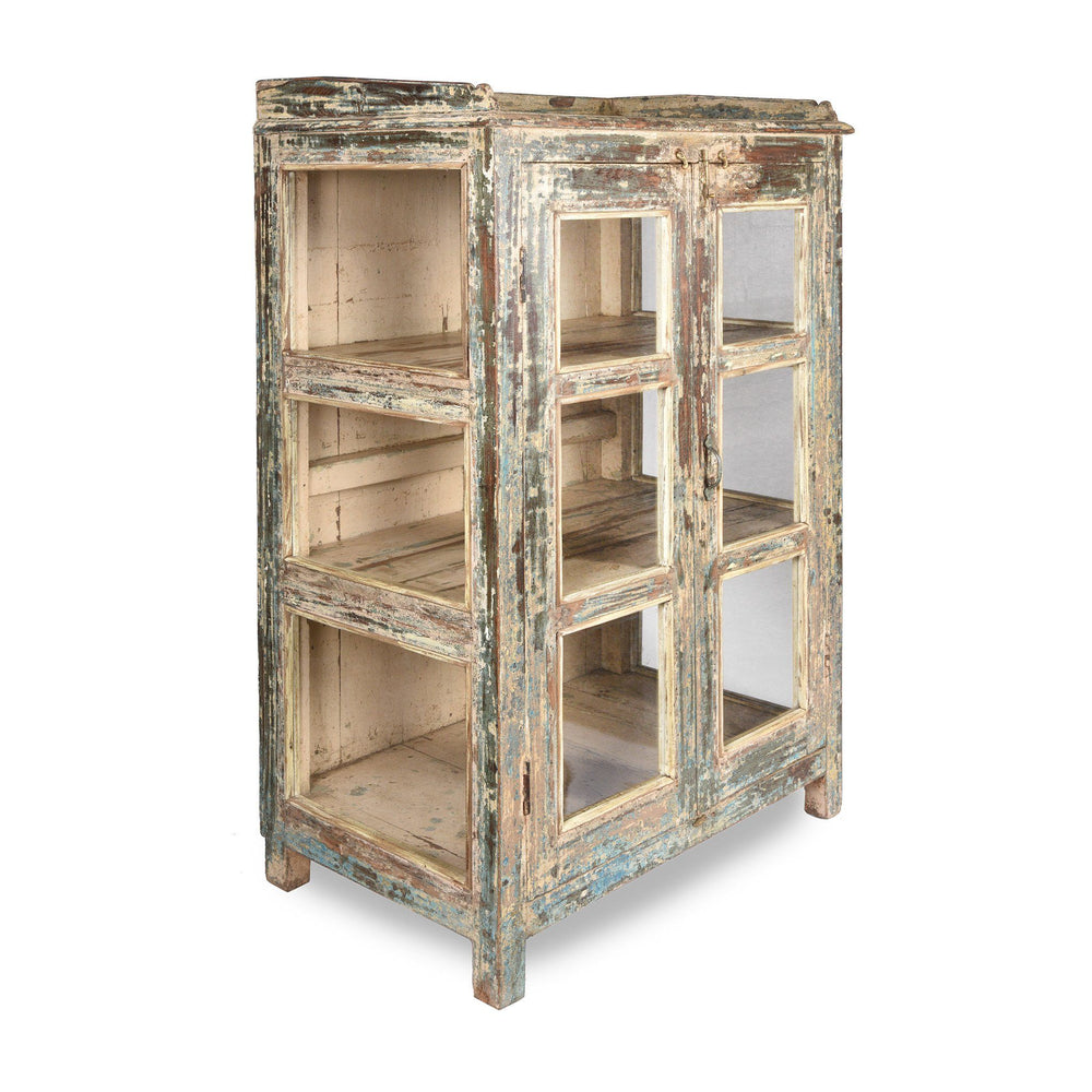 Vintage Indian Green Painted Bathroom Display Cabinet - Ca 1920 | Indigo Antiques