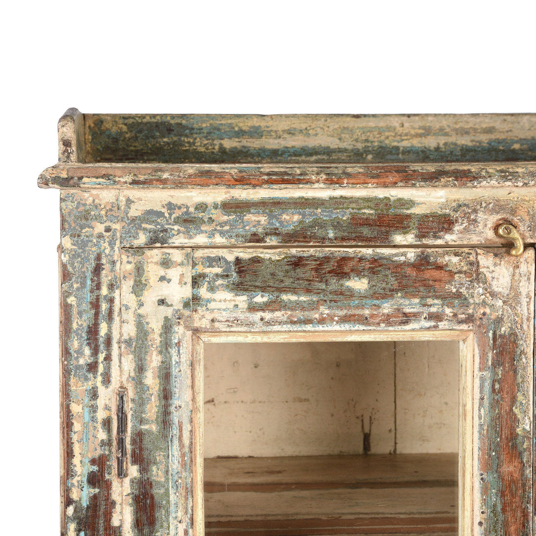 Vintage Indian Green Painted Bathroom Display Cabinet - Ca 1920 | Indigo Antiques