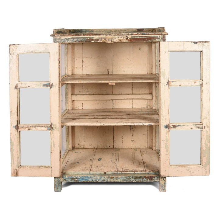 Vintage Indian Green Painted Bathroom Display Cabinet - Ca 1920 | Indigo Antiques