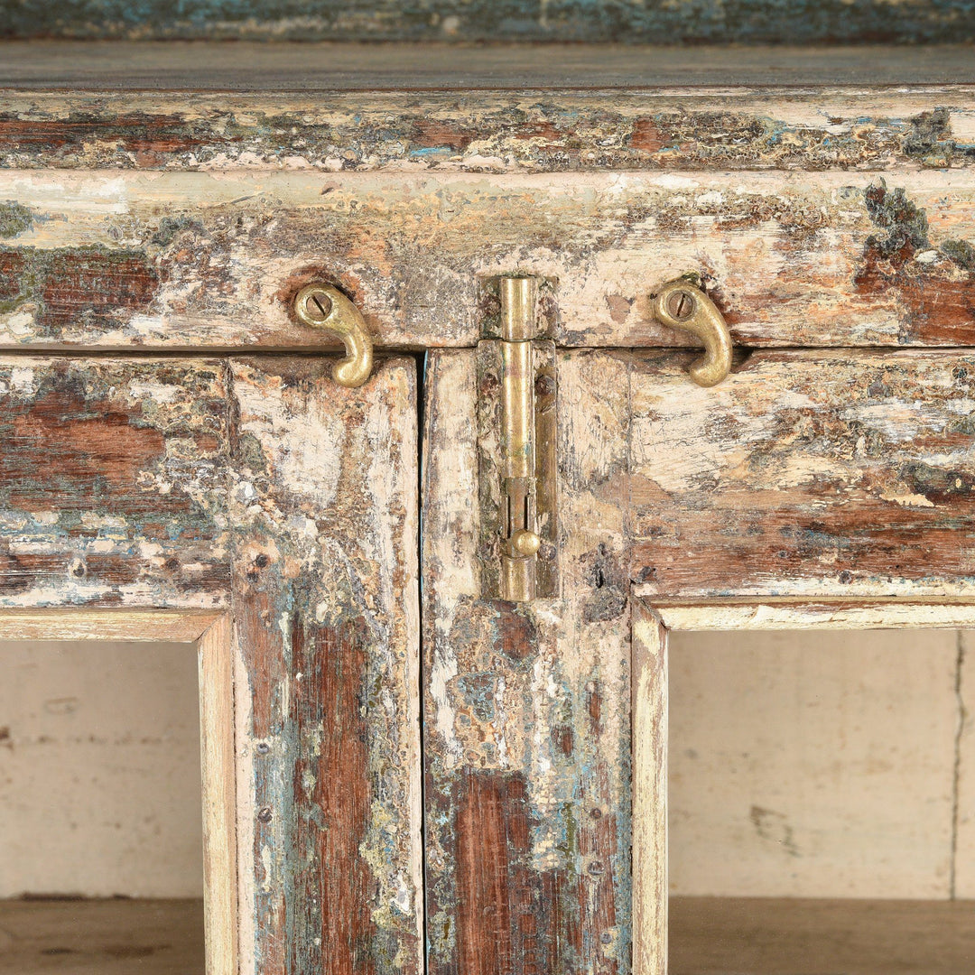 Vintage Indian Green Painted Bathroom Display Cabinet - Ca 1920 | Indigo Antiques