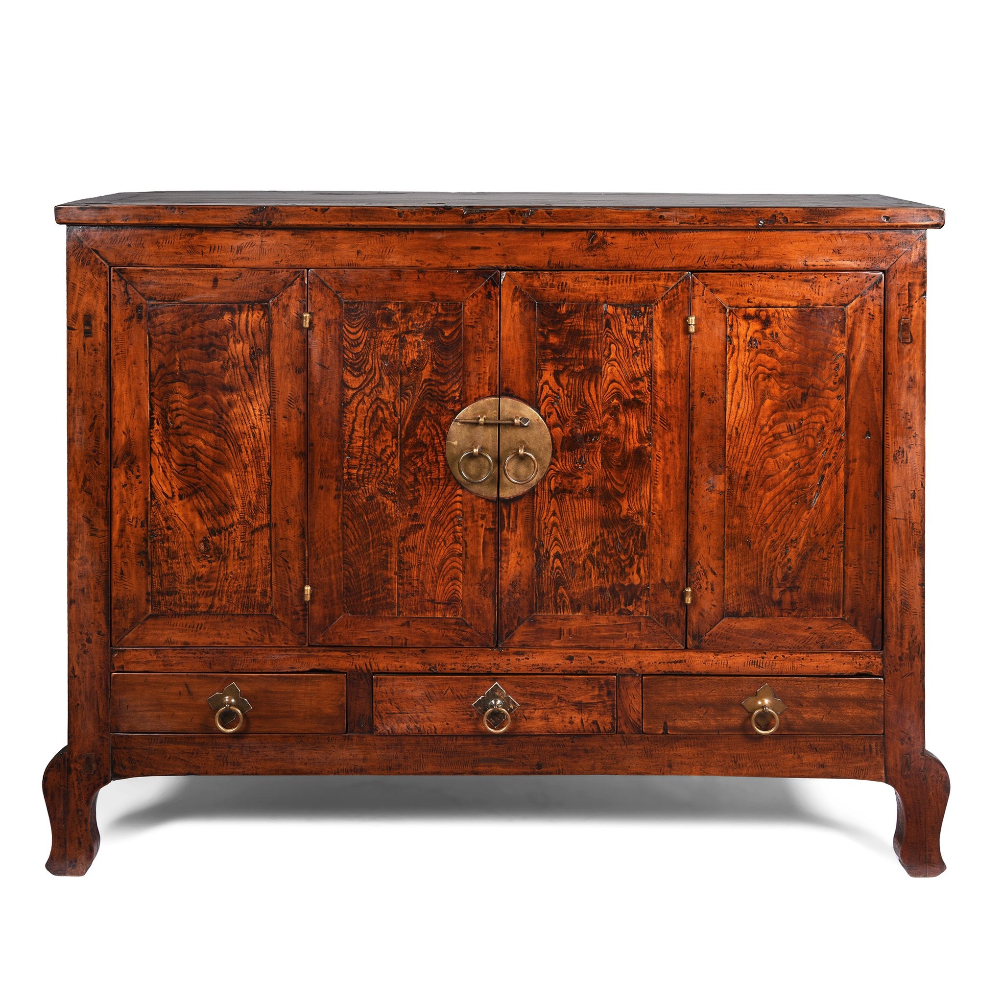 Walnut Chinese Cabinet From Gansu Province - 19thC