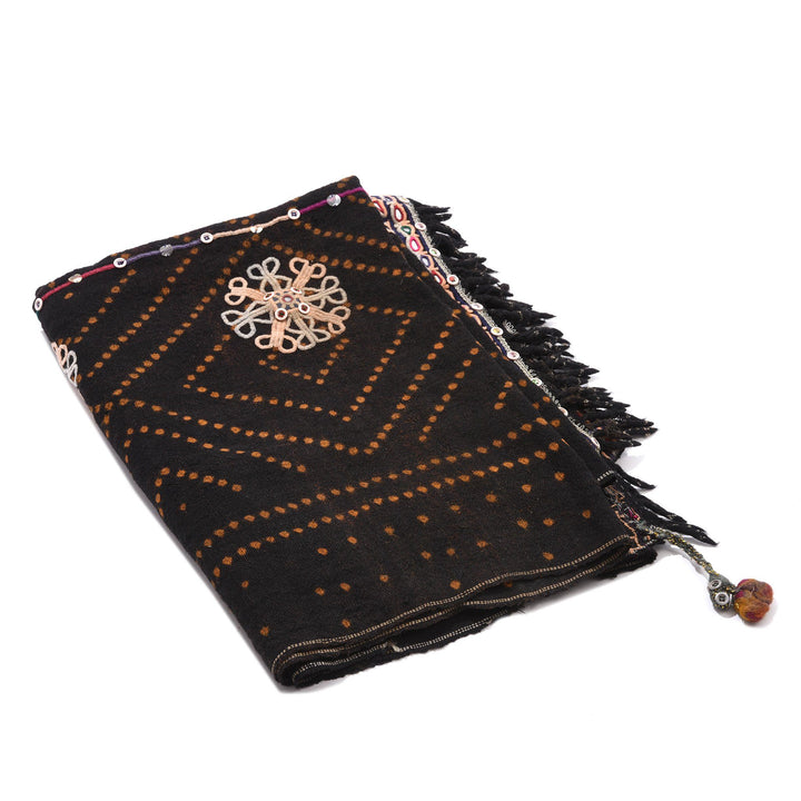Indian Rabari Tribe Woolen Shawl - Ca 80 yrs old | Indigo Oriental Antiques
