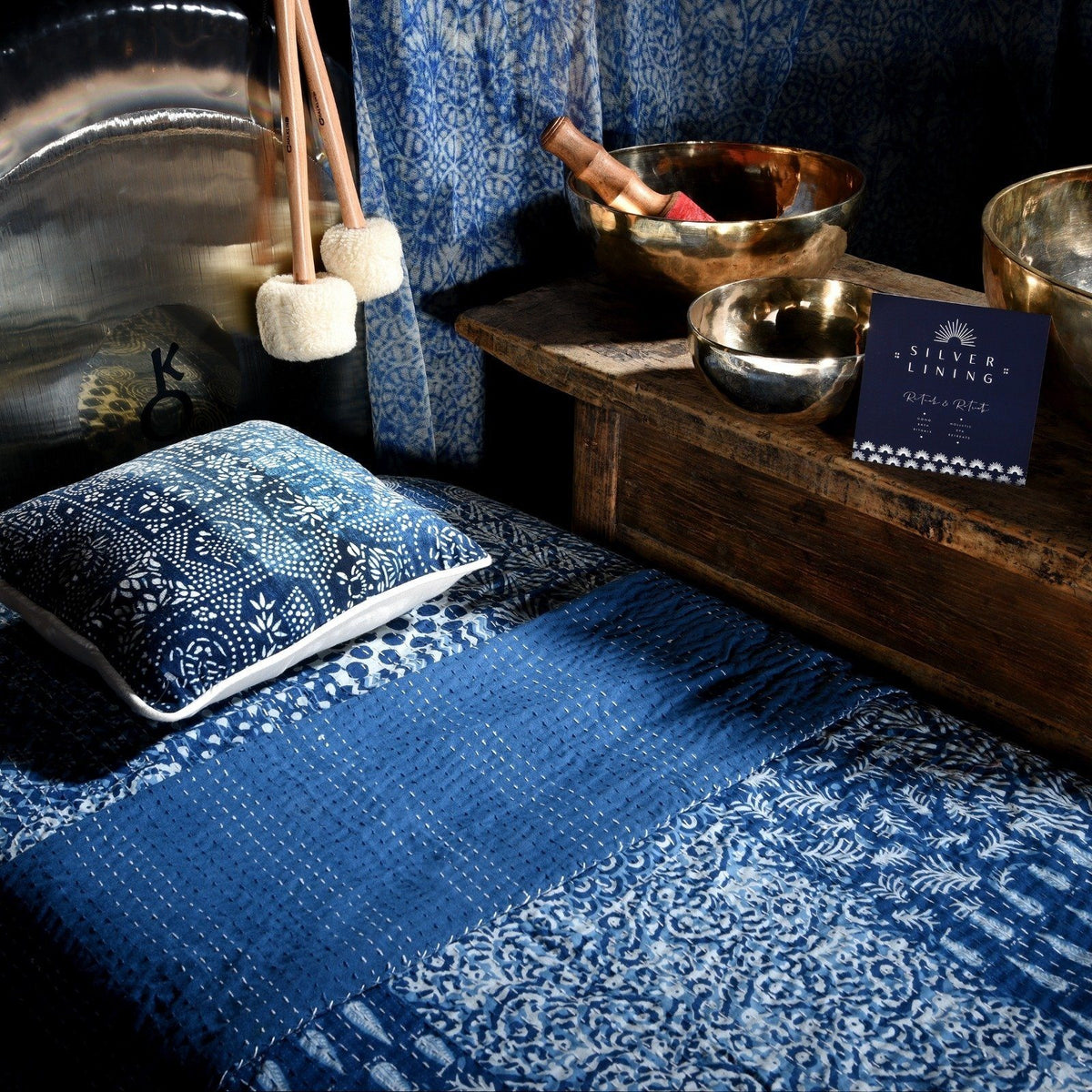 Indian Indigo Cotton Bedcover Throw | Indigo Antiques