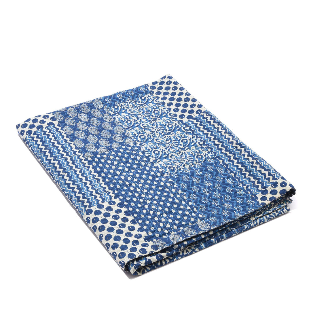 Indian Indigo Cotton Bedcover Throw | Indigo Antiques