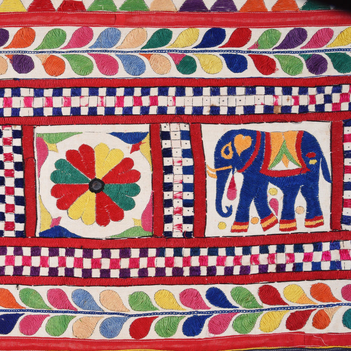 Old Indian Rajasthani Textile Elephant Toran -  Ca 1960 | Indigo Antiques