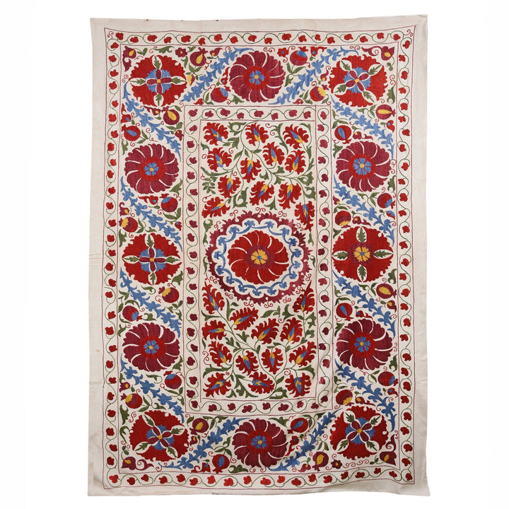 Vintage Suzani Embroidery Throw From Uzbekistan | Indigo Antiques
