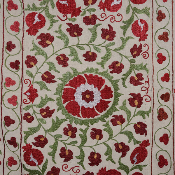 Vintage Suzani Embroidery Throw From Uzbekistan