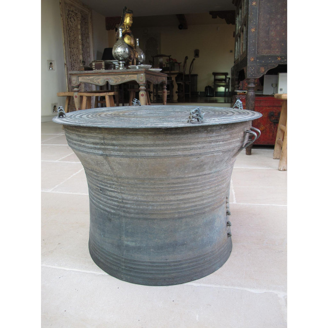 A Sino-Shan Bronze Frog Drum From Laos 75 - 100 Yrs Old | Indigo Oriental Antiques