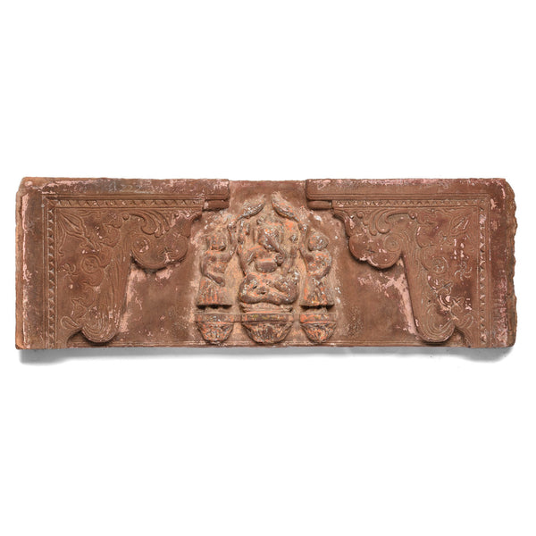 Carved Stone Doorway Lintel with Ganesh Carving - 19thC Carved Stone Doorway Lintel with Ganesh Carving - 19thC
