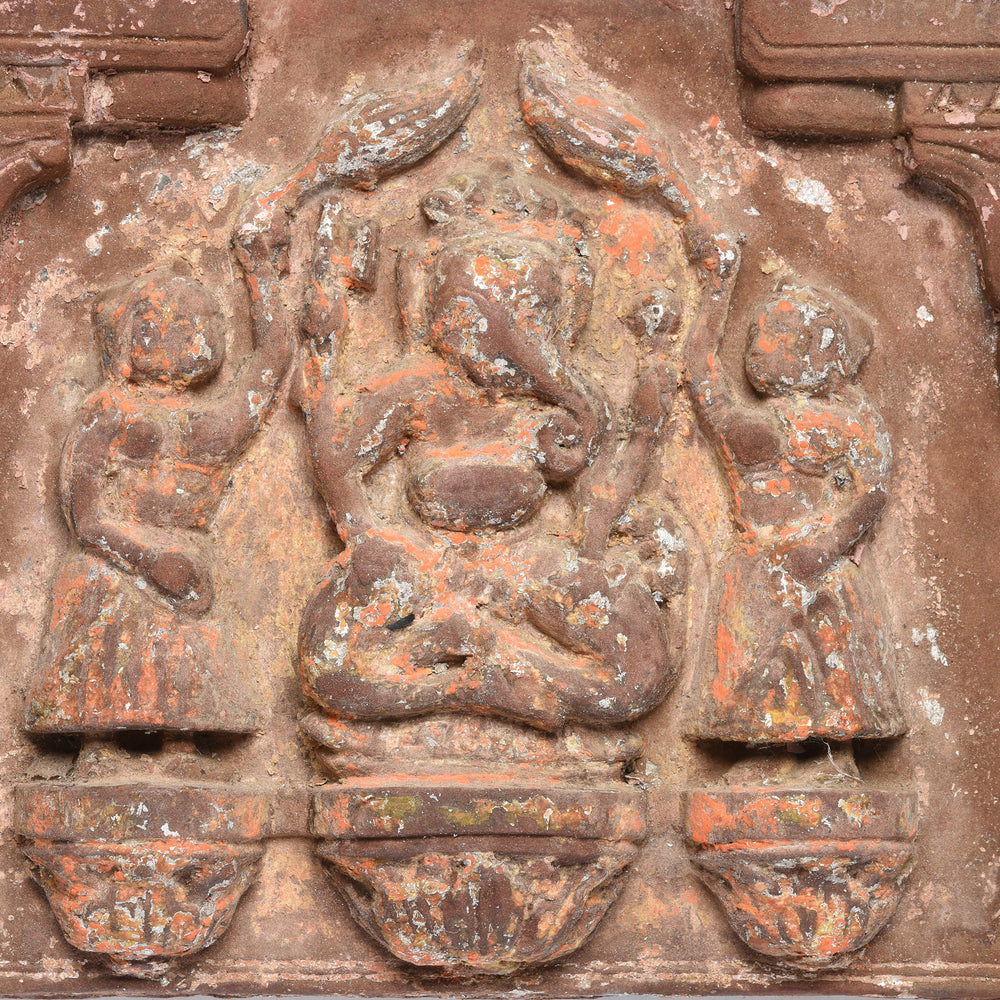 Detail of Carved Stone Doorway Lintel with Ganesh Carving - 19thC | Indigo Antiques