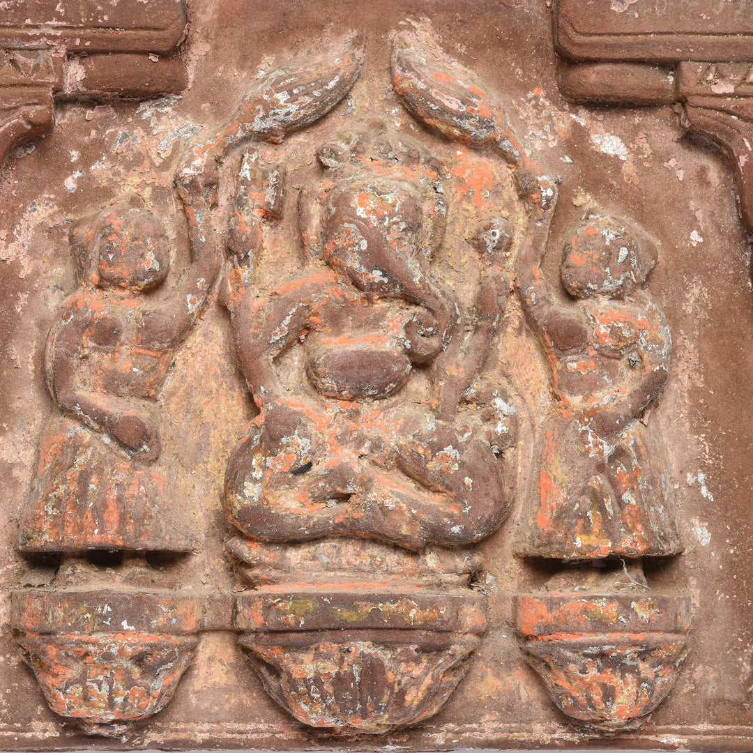 Detail of Carved Stone Doorway Lintel with Ganesh Carving - 19thC | Indigo Antiques