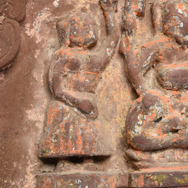 Detail of Carved Stone Doorway Lintel with Ganesh Carving - 19thC | Indigo Antiques